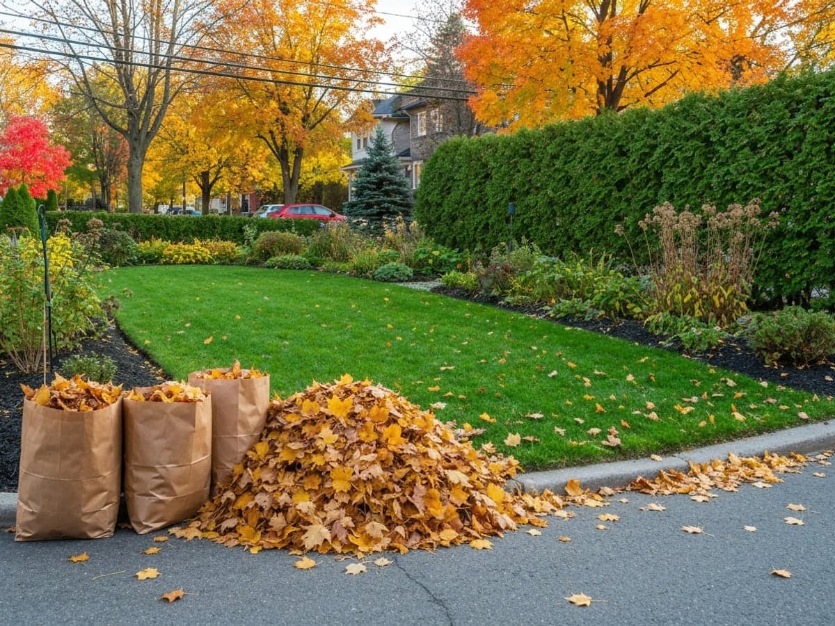 Fall seasonal yard cleanup and residential property preparation in Montreal